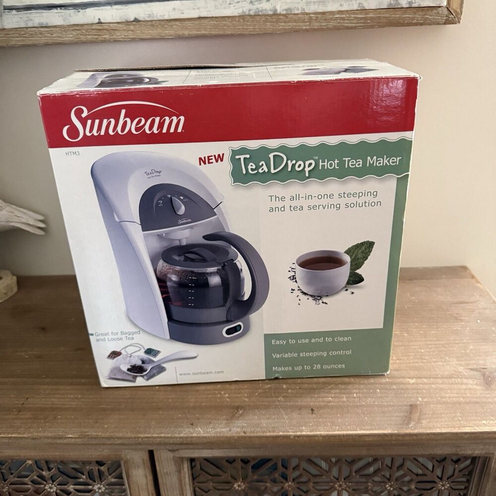 Sunbeam Tea Drop Hot Tea Maker The All-In-One Steeping HTM3 New In Box